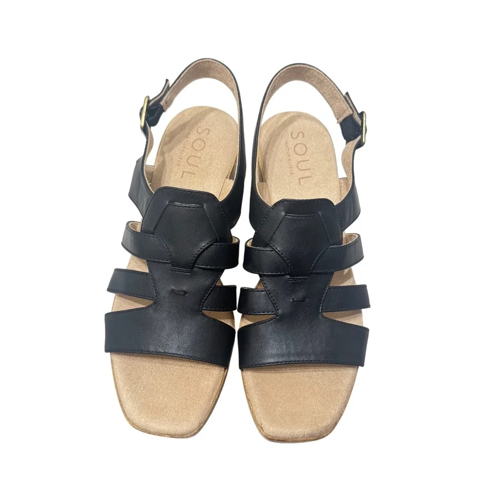 SOUL Naturalizer Aki Fisherman Platform Sandal 9.5M Black Strappy